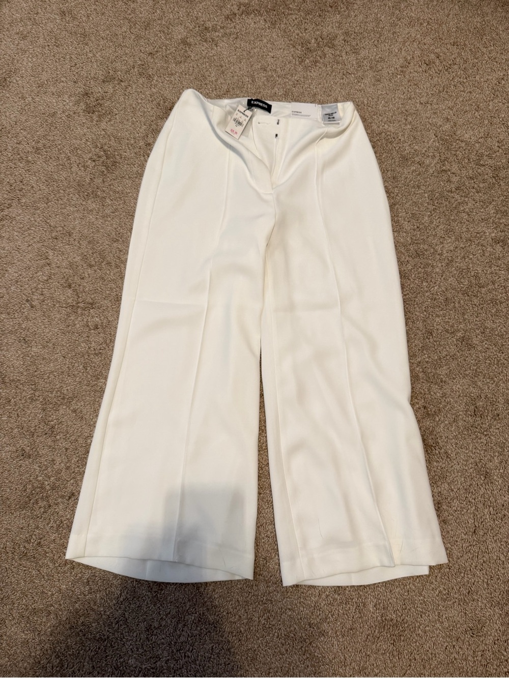 Express White Wide-Leg Crop Pants